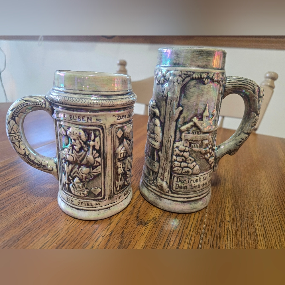 Two Unique Vintage German Beer Steins 1974